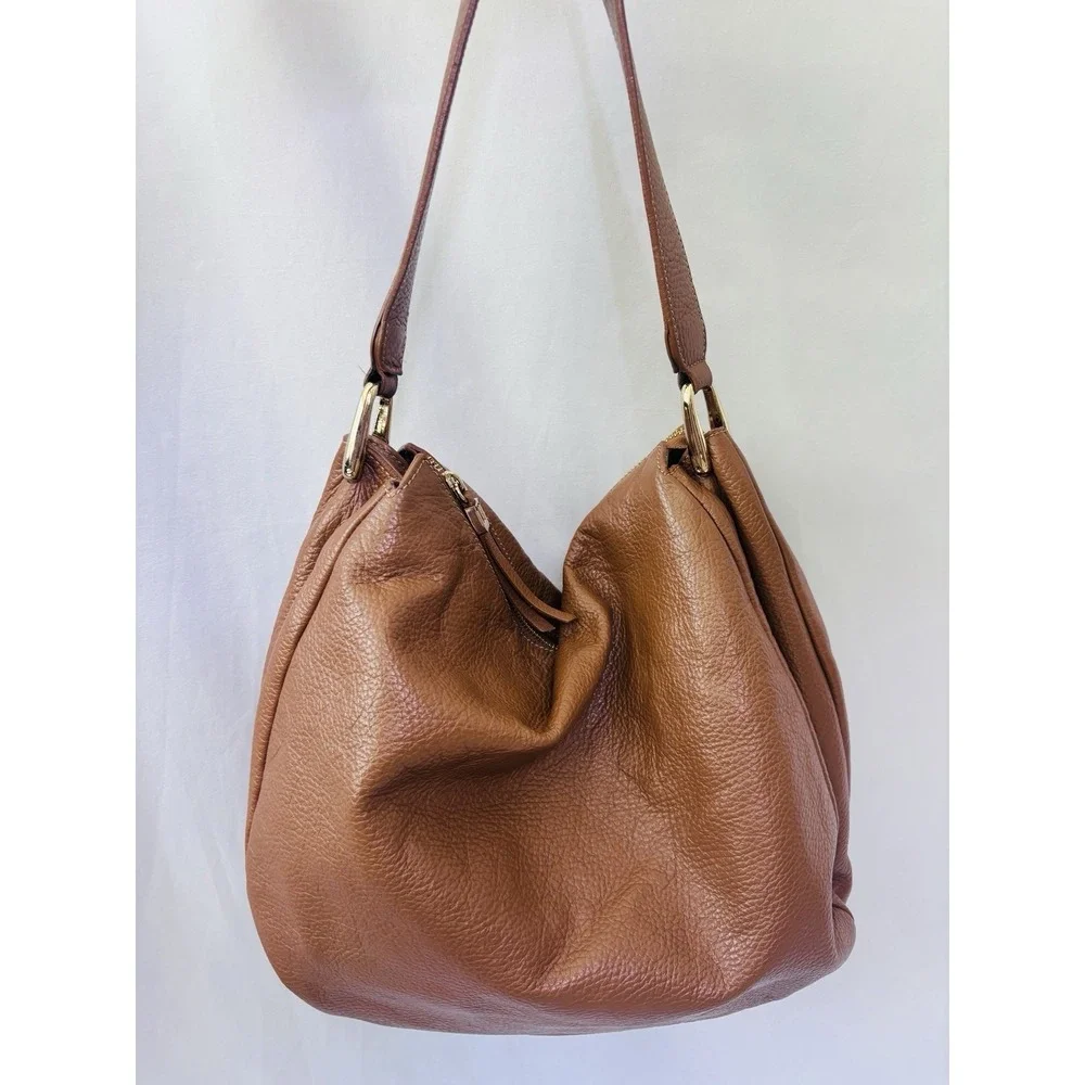 INNUE genuine leather large Hobo Crossbody Made In Italy Brown MSRP‎ $349 NWOT